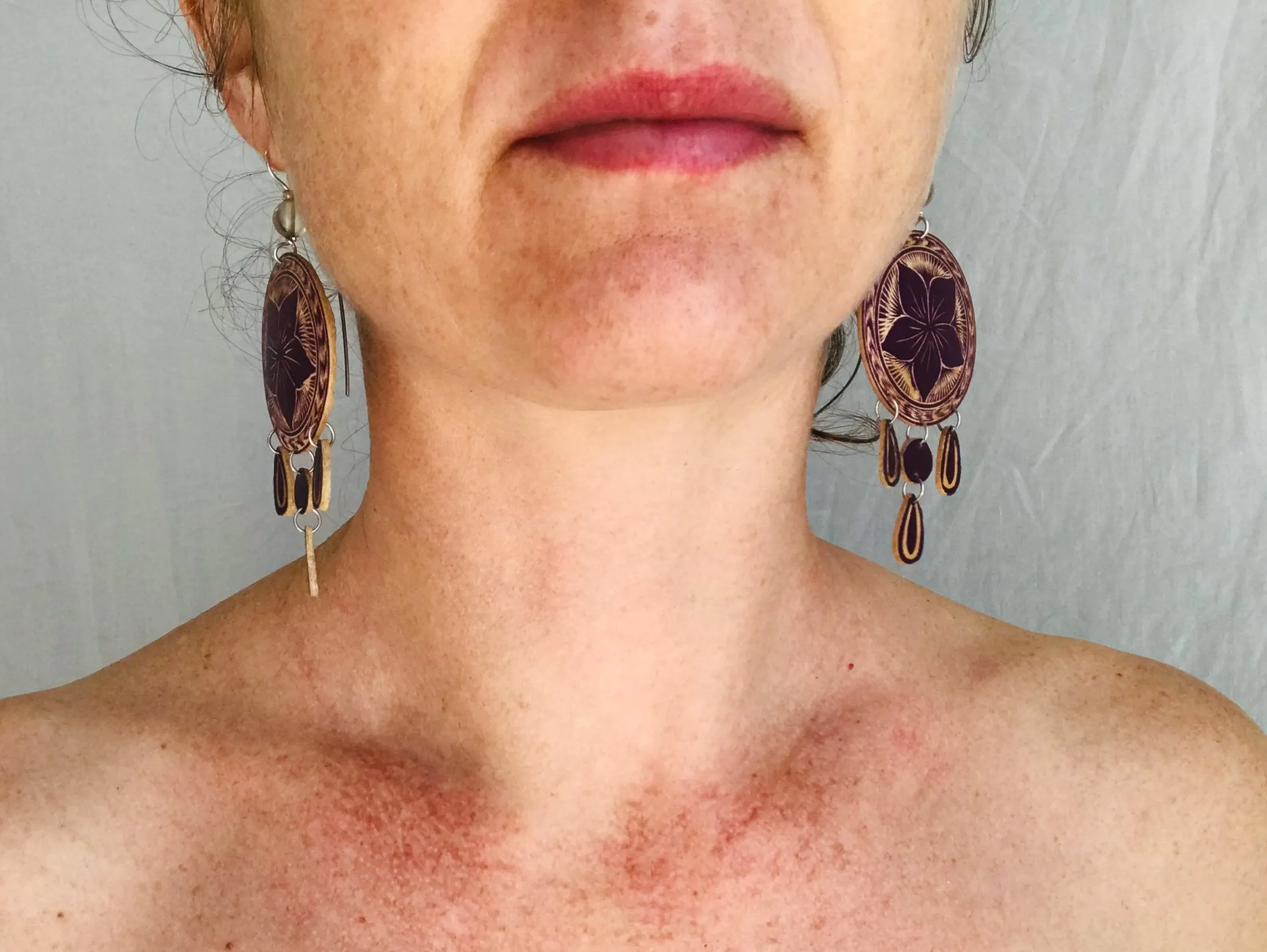 Carved Gourd Earrings. Oaxaca, Mexico. Silver Ear Wire