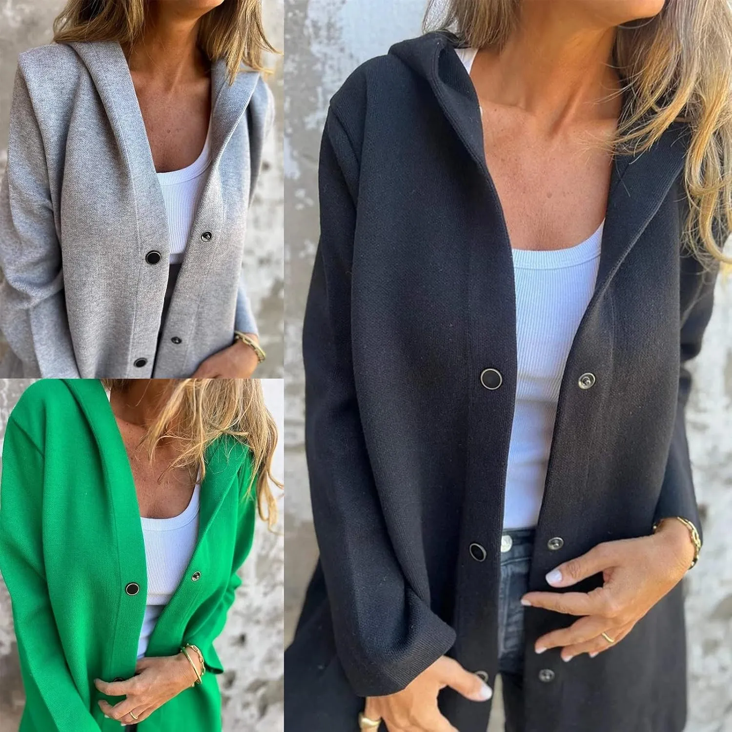 Casual Single Breasted Hooded Jacket 2024 New Jasperbelly Hooded Jacket Womens Mid Length Casual Trench Coat(Red,X-Large)