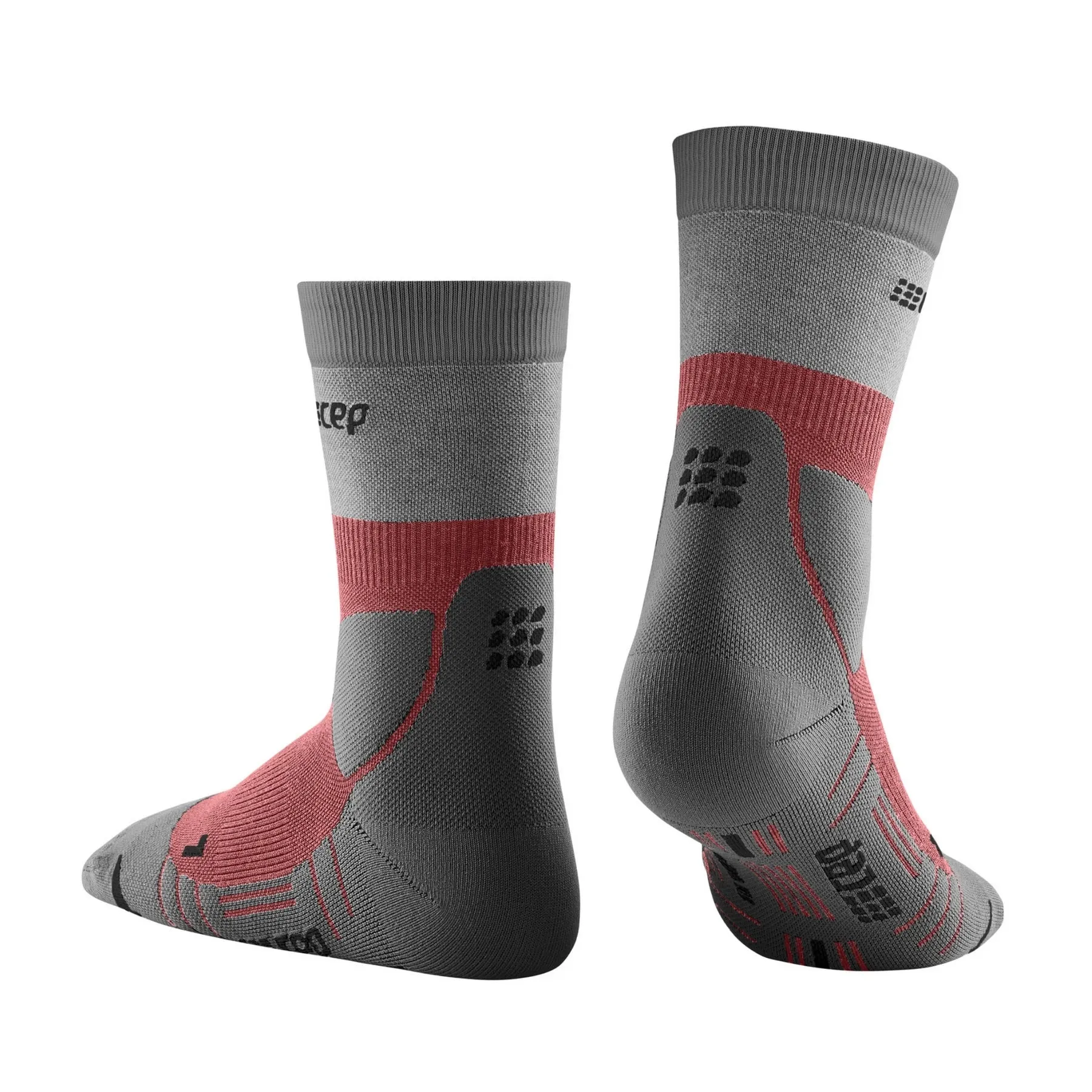CEP | Hiking Light Merino Mid Cut Compression Socks | Women's | Berry/Grey