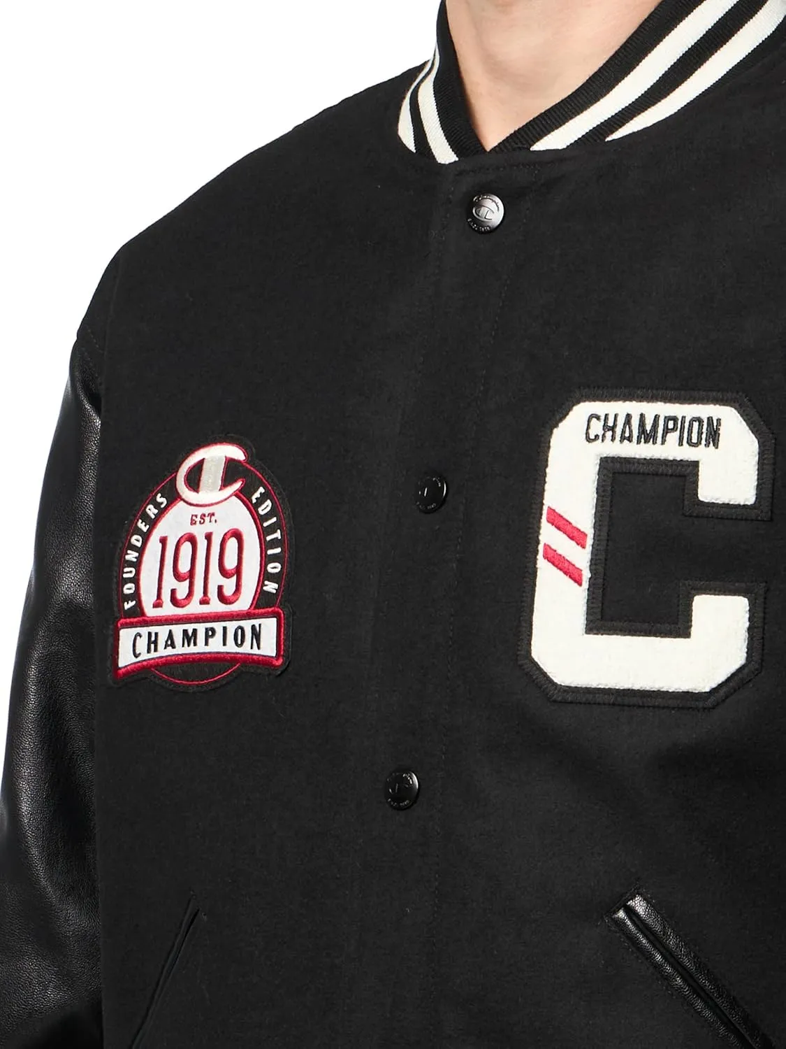Champion Men's Letterman Varsity Bomber Jacket with Patches