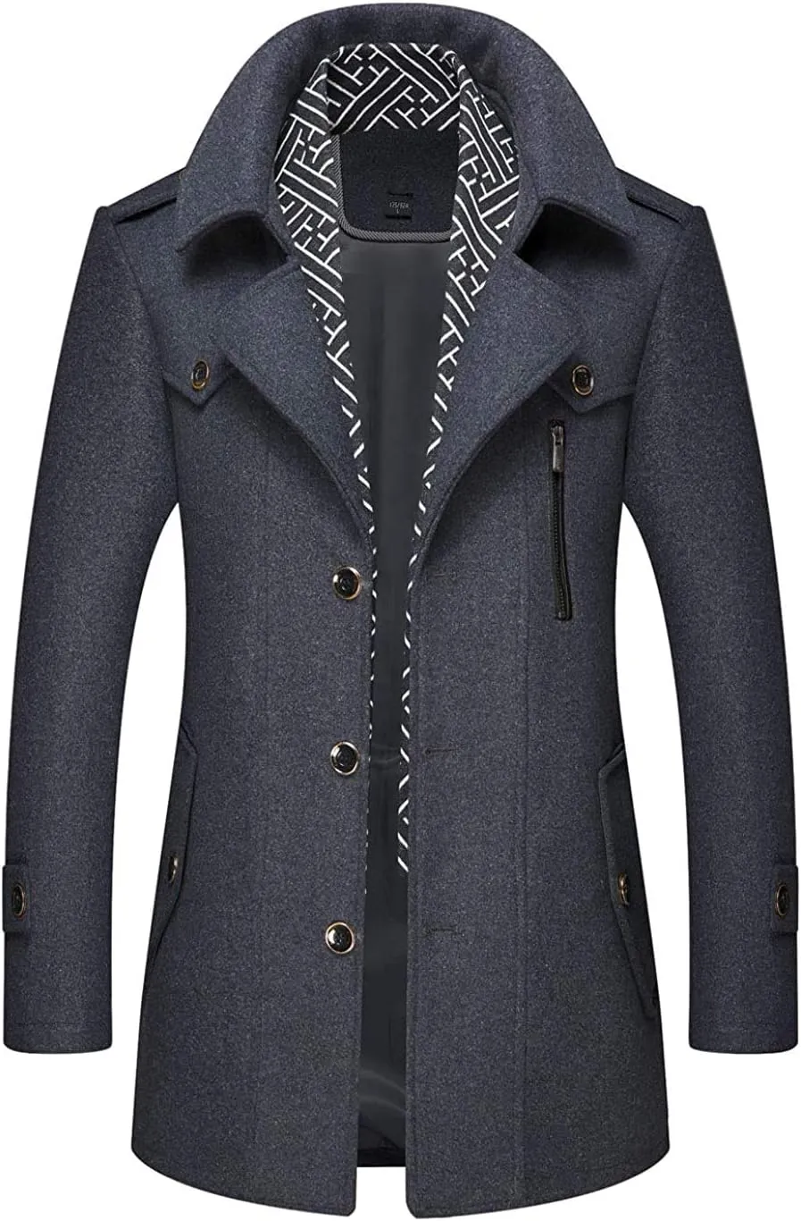 CHARTOU Men's Stylish Scarf Single Breasted Wool Walker Coat Thick Winter Jacket-6 Colors