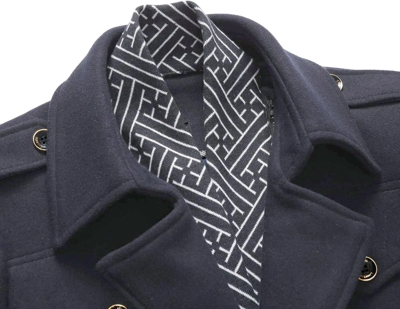 CHARTOU Men's Stylish Scarf Single Breasted Wool Walker Coat Thick Winter Jacket-6 Colors