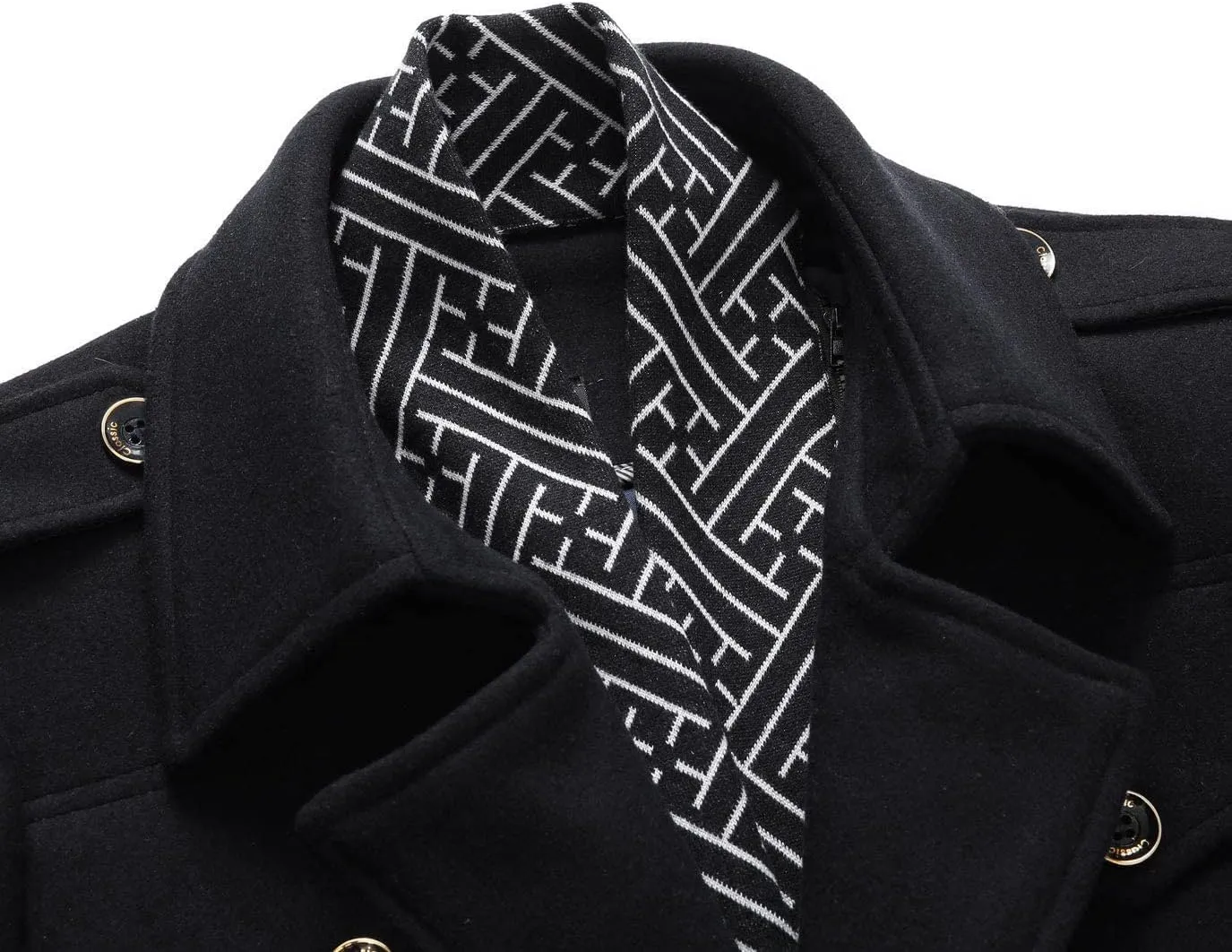 CHARTOU Men's Stylish Scarf Single Breasted Wool Walker Coat Thick Winter Jacket-6 Colors