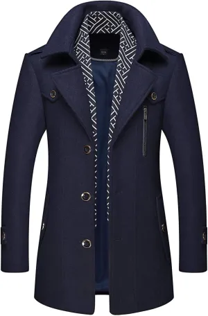 CHARTOU Men's Stylish Scarf Single Breasted Wool Walker Coat Thick Winter Jacket-6 Colors