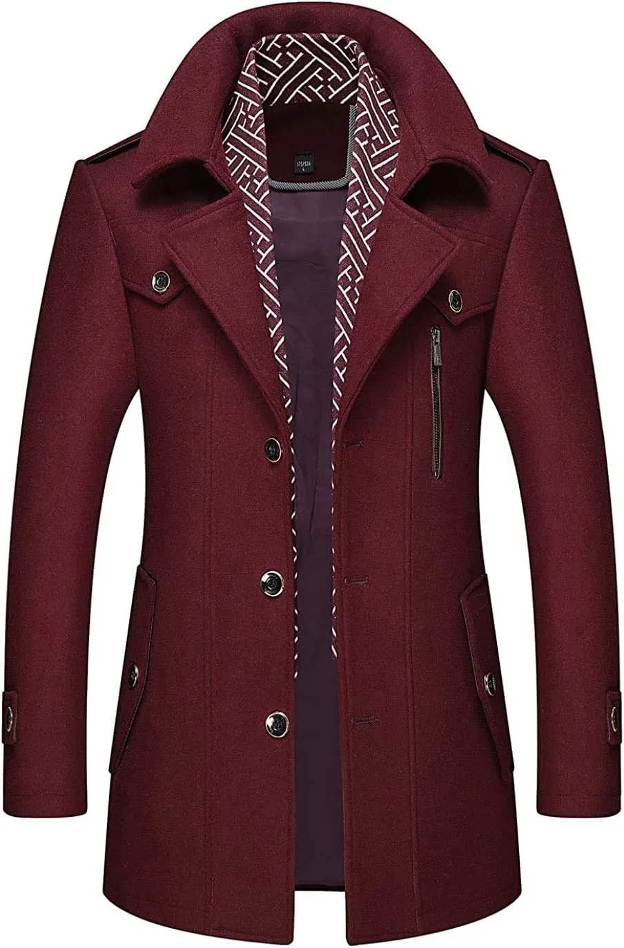 CHARTOU Men's Stylish Scarf Single Breasted Wool Walker Coat Thick Winter Jacket-6 Colors