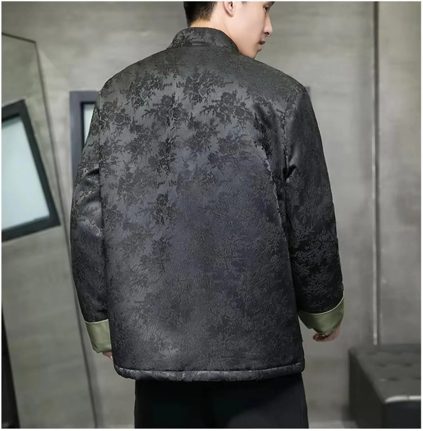 Chinese Style Autumn Winter Jackets for Men Printed Retro Buckle Thicken Warm Tang Suit Cotton Padded Coat
