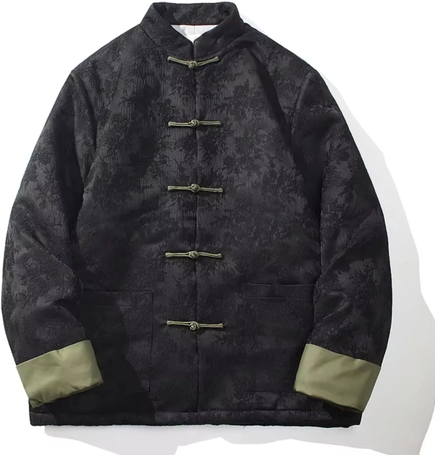 Chinese Style Autumn Winter Jackets for Men Printed Retro Buckle Thicken Warm Tang Suit Cotton Padded Coat