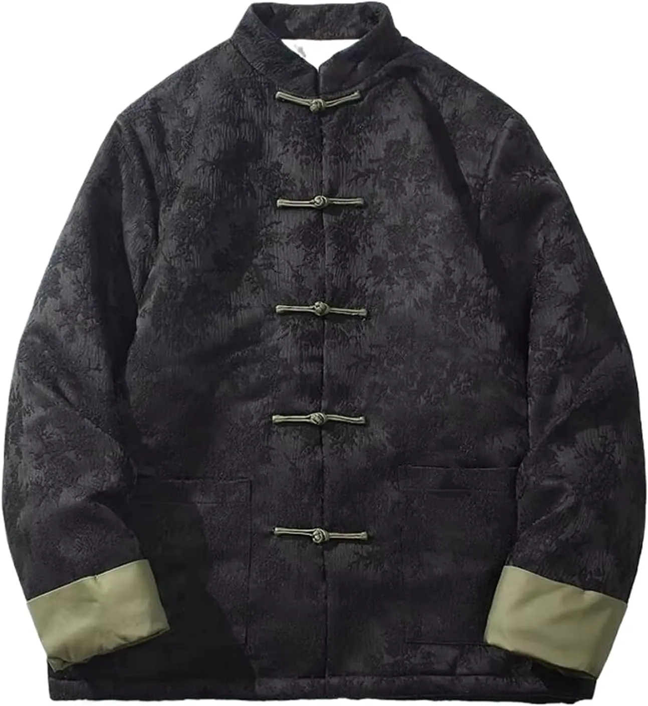 Chinese Style Autumn Winter Jackets for Men Printed Retro Buckle Thicken Warm Tang Suit Cotton Padded Coat