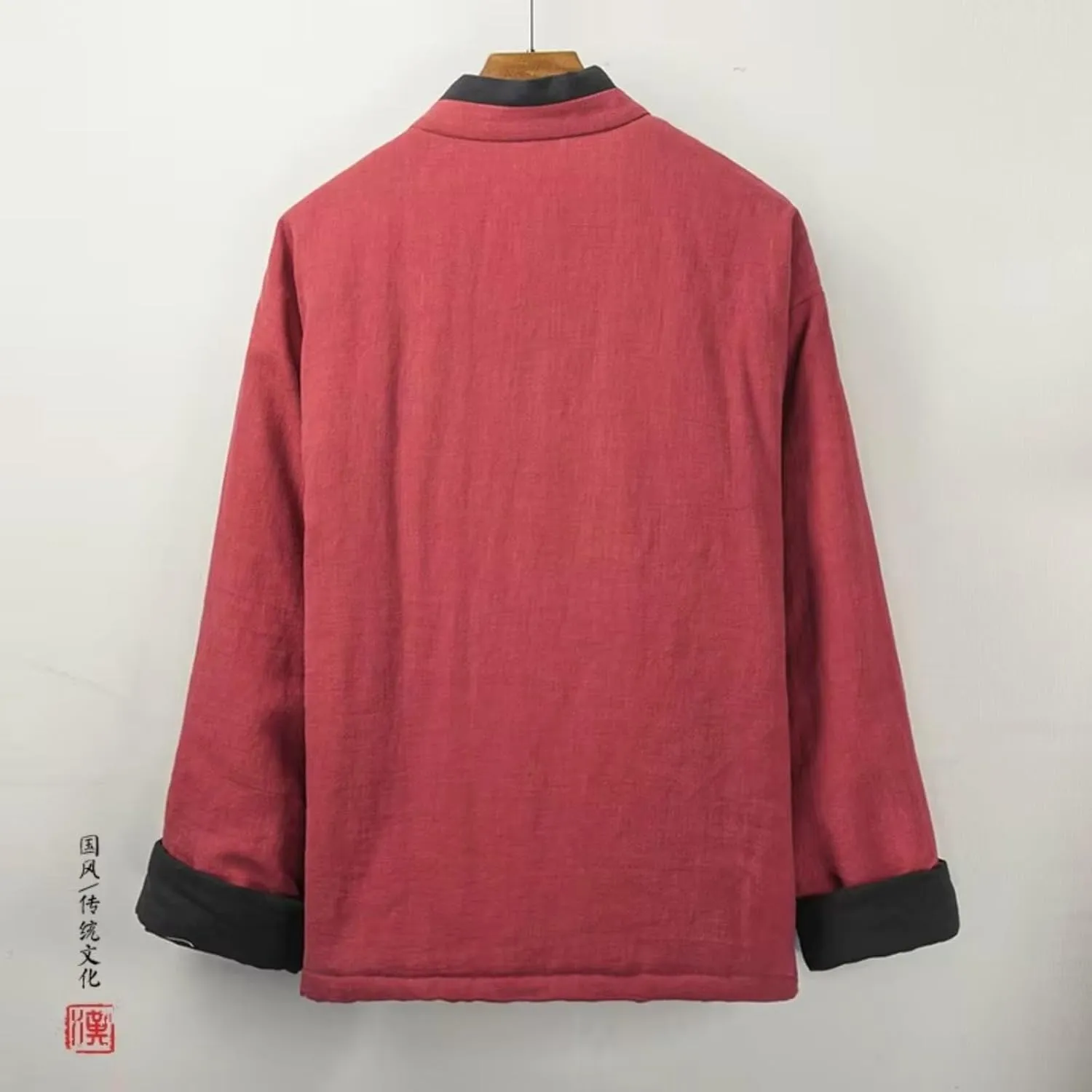 Chinese Style Parkas Men Streetwear Kimono Jacket Mens Kung Fu Cotton-padded Man Linen Coats Male Tang Suit
