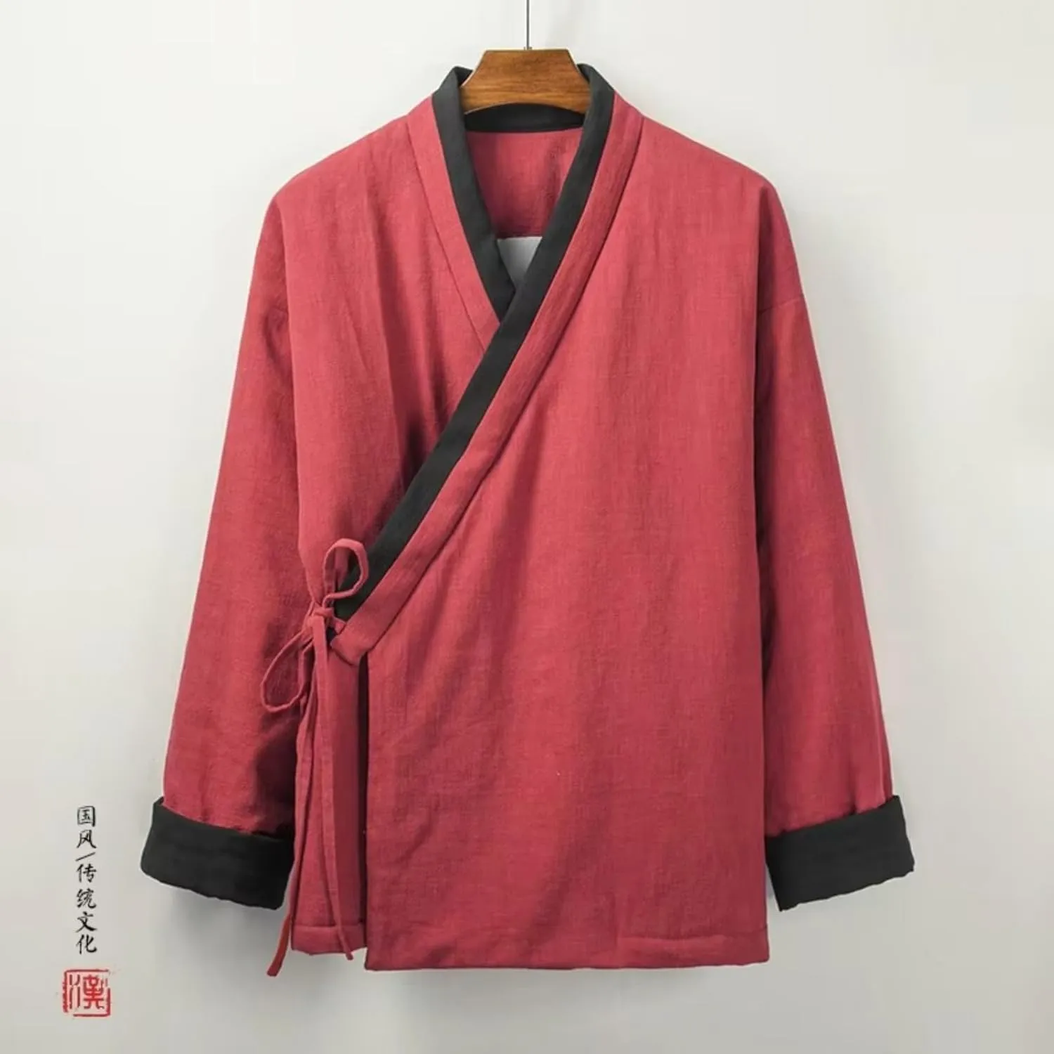 Chinese Style Parkas Men Streetwear Kimono Jacket Mens Kung Fu Cotton-padded Man Linen Coats Male Tang Suit