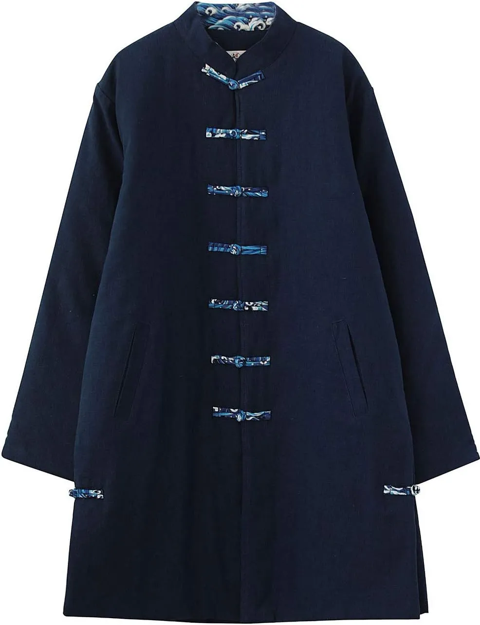 Chinese Traditional Men's Cotton Padded Jacket Coat Contrast Color Buttons Wadded Winter Jacket Thick and Warm