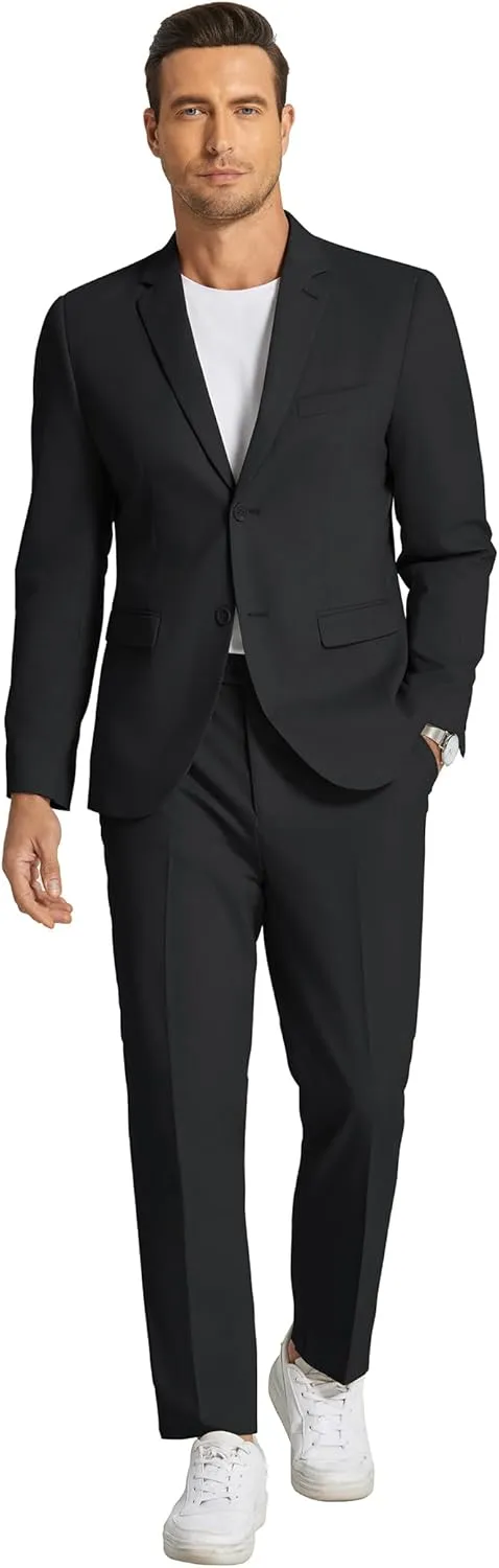 COOFANDY Men's 2 Piece Linen Cotton Suits Set Casual Linen Lightweight Suit Summer Beach Wedding