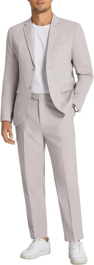 COOFANDY Men's 2 Piece Linen Cotton Suits Set Casual Linen Lightweight Suit Summer Beach Wedding