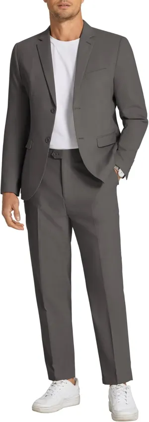 COOFANDY Men's 2 Piece Linen Cotton Suits Set Casual Linen Lightweight Suit Summer Beach Wedding