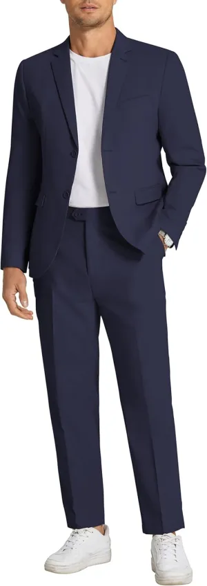 COOFANDY Men's 2 Piece Linen Cotton Suits Set Casual Linen Lightweight Suit Summer Beach Wedding