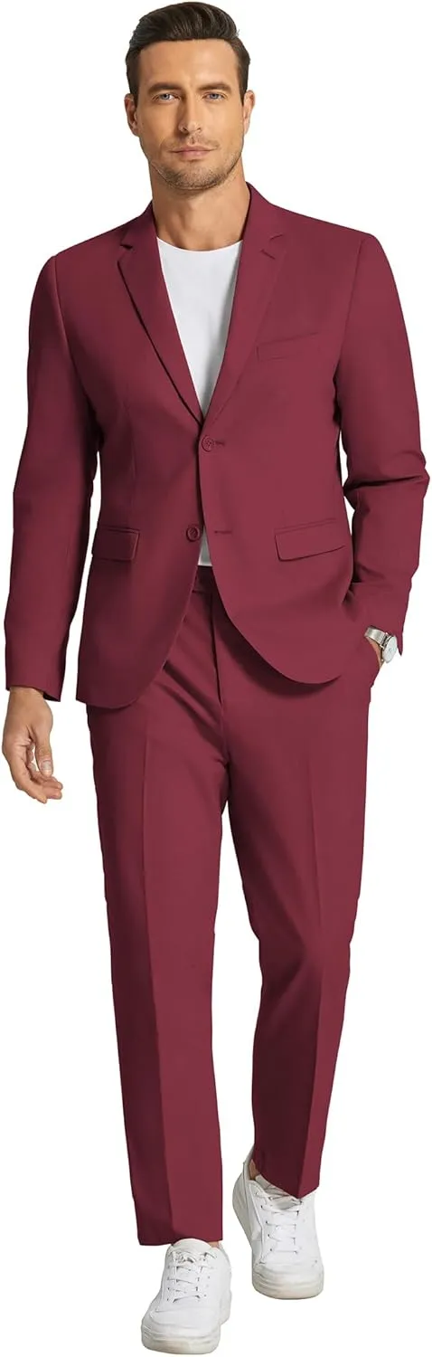 COOFANDY Men's 2 Piece Linen Cotton Suits Set Casual Linen Lightweight Suit Summer Beach Wedding