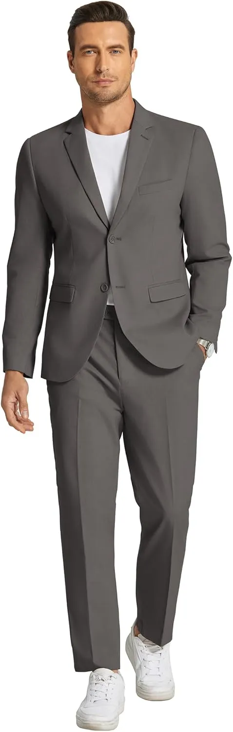COOFANDY Men's 2 Piece Linen Cotton Suits Set Casual Linen Lightweight Suit Summer Beach Wedding