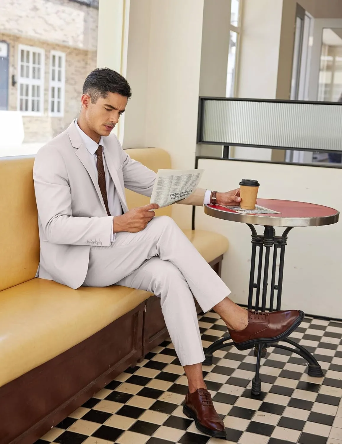 COOFANDY Men's 2 Piece Linen Cotton Suits Set Casual Linen Lightweight Suit Summer Beach Wedding