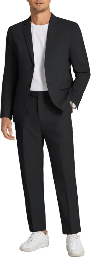 COOFANDY Men's 2 Piece Linen Cotton Suits Set Casual Linen Lightweight Suit Summer Beach Wedding