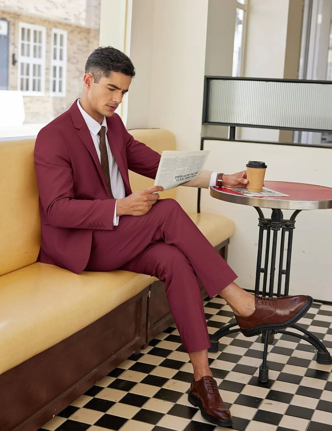 COOFANDY Men's 2 Piece Linen Cotton Suits Set Casual Linen Lightweight Suit Summer Beach Wedding