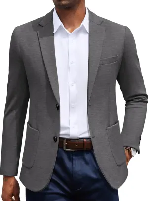 COOFANDY Men's Casual Knit Blazer Slim Fit Sport Coat Stretch Two Button Suit Jacket