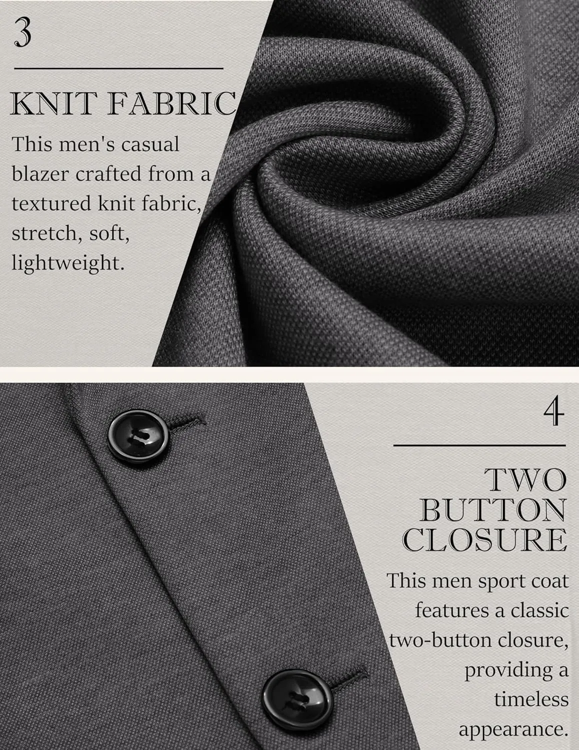 COOFANDY Men's Casual Knit Blazer Slim Fit Sport Coat Stretch Two Button Suit Jacket