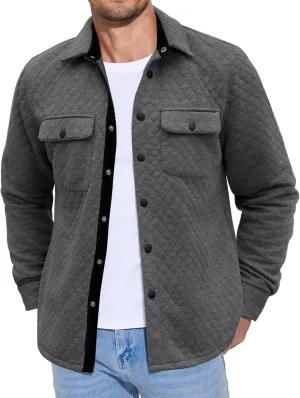 COOFANDY Men's Casual Shirt Jacket Lightweight Shacket Jacket Quilted Button Down Jackets