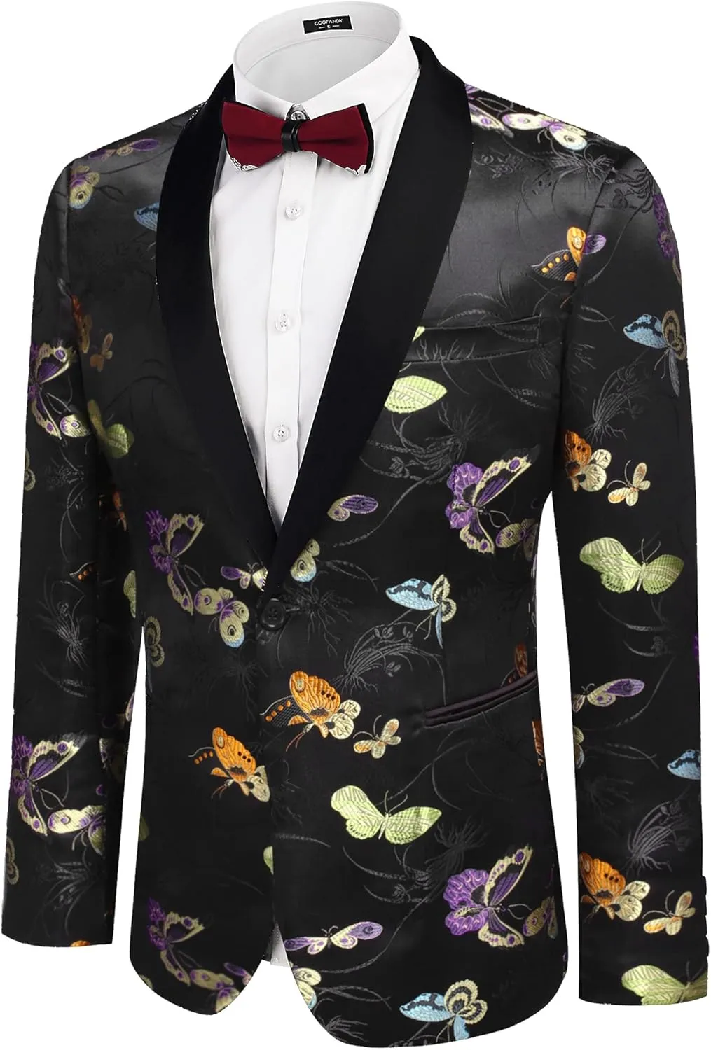 COOFANDY Men's Floral Tuxedo Jacket Luxury Embroidered Stylish Suit Blazer Jacket for Wedding Party Dinner