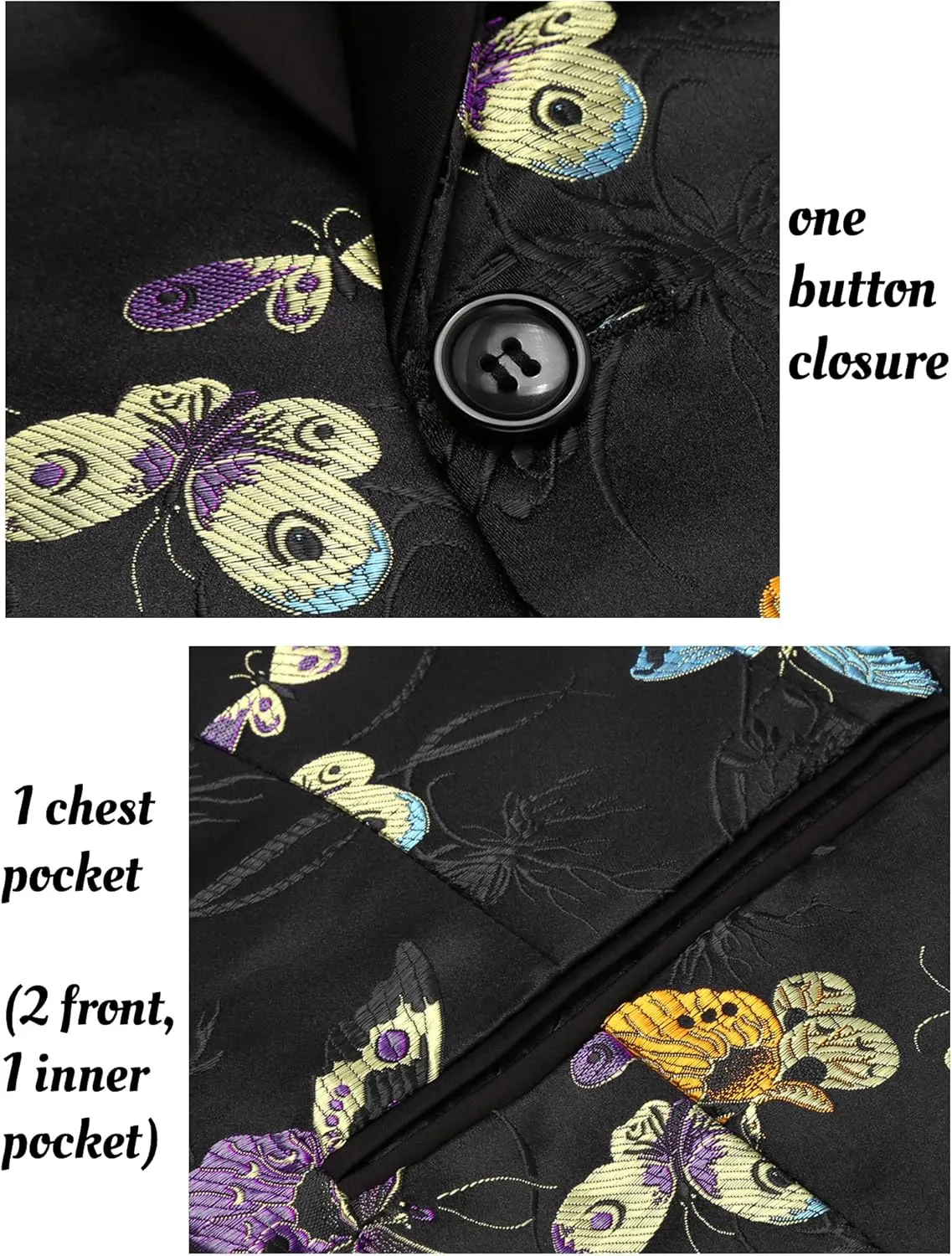 COOFANDY Men's Floral Tuxedo Jacket Luxury Embroidered Stylish Suit Blazer Jacket for Wedding Party Dinner