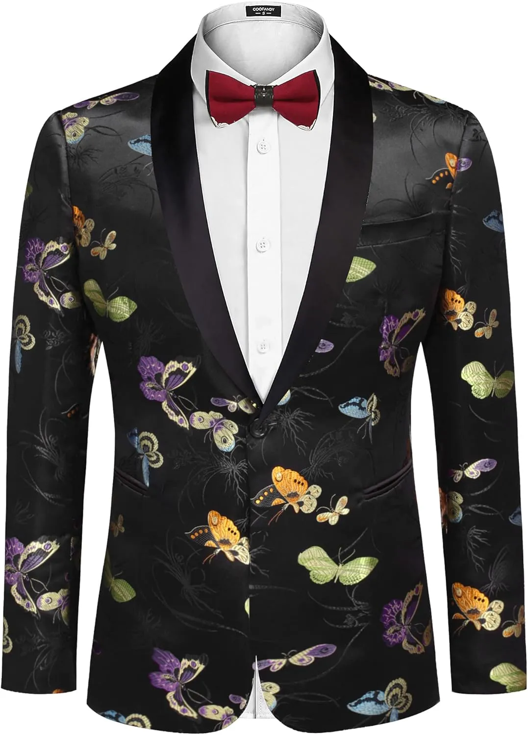 COOFANDY Men's Floral Tuxedo Jacket Luxury Embroidered Stylish Suit Blazer Jacket for Wedding Party Dinner