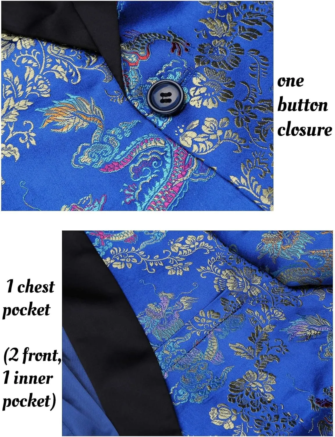 COOFANDY Men's Floral Tuxedo Jacket Luxury Embroidered Stylish Suit Blazer Jacket for Wedding Party Dinner