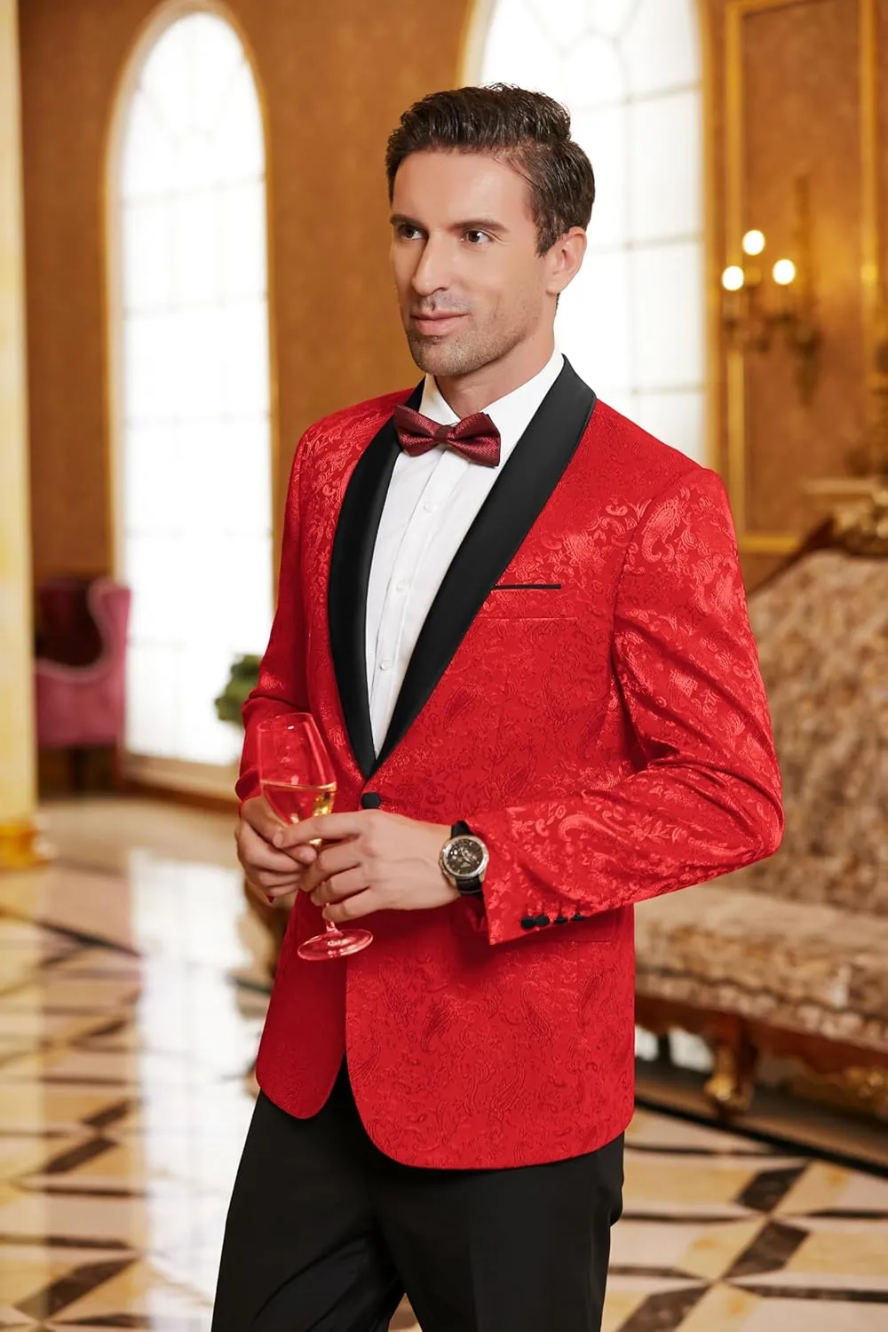COOFANDY Men's Floral Tuxedo Jacket Paisley Shawl Lapel Stylish Suit Blazer Jacket for Wedding, Dinner, Party, Prom