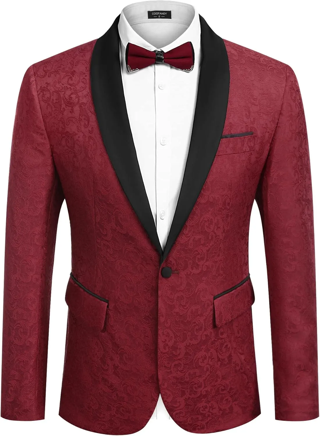 COOFANDY Men's Floral Tuxedo Jacket Paisley Shawl Lapel Stylish Suit Blazer Jacket for Wedding, Dinner, Party, Prom