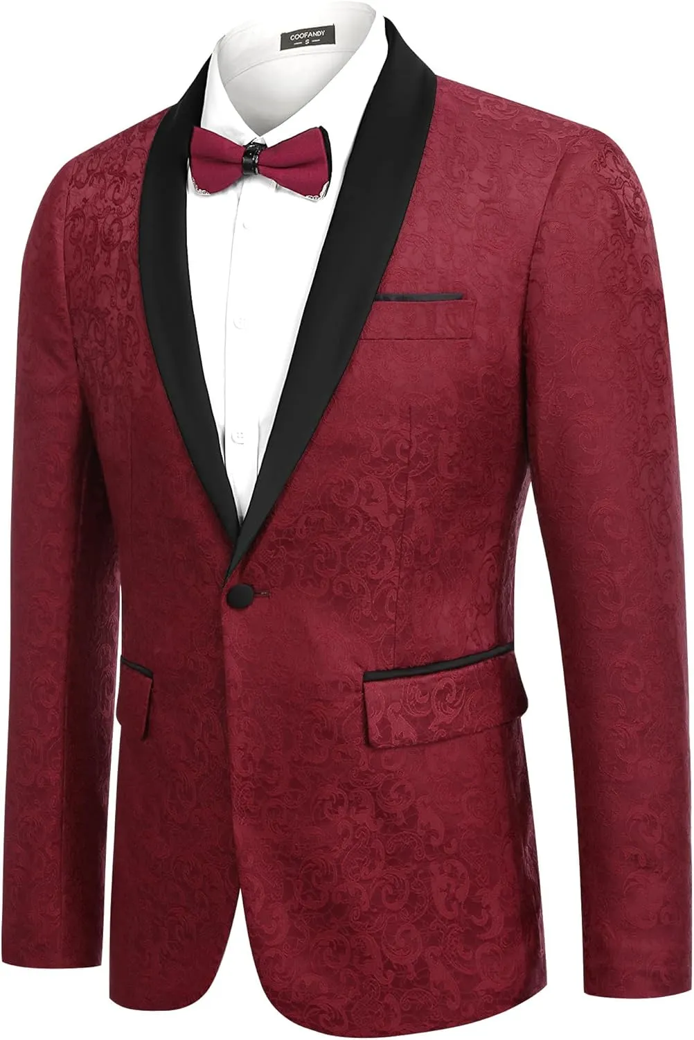 COOFANDY Men's Floral Tuxedo Jacket Paisley Shawl Lapel Stylish Suit Blazer Jacket for Wedding, Dinner, Party, Prom