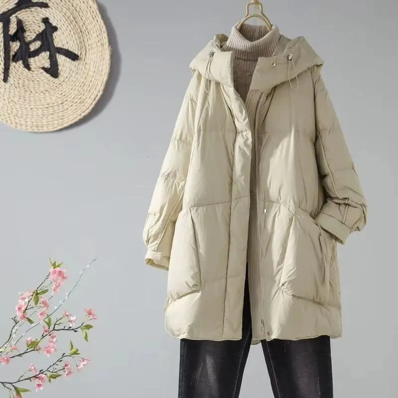 Cotton jacket women winter Korean loose thick warm hooded padded clothes Mid-Length coat female
