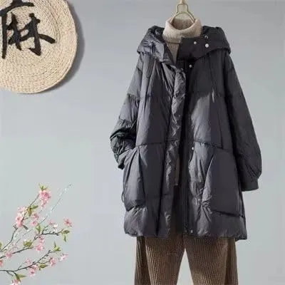 Cotton jacket women winter Korean loose thick warm hooded padded clothes Mid-Length coat female