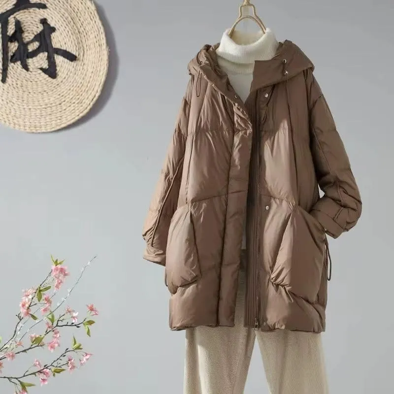 Cotton jacket women winter Korean loose thick warm hooded padded clothes Mid-Length coat female