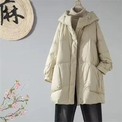 Cotton jacket women winter Korean loose thick warm hooded padded clothes Mid-Length coat female