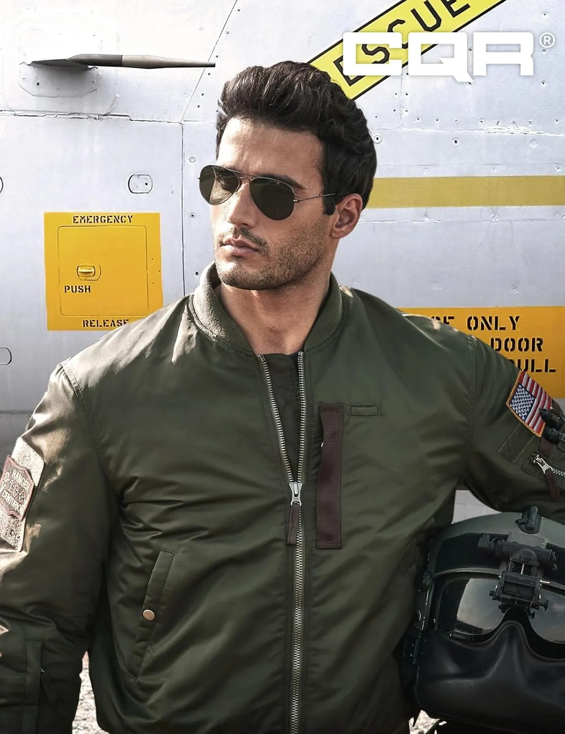 CQR Men's Casual Bomber Jacket, Outdoor Fall/Winter Zip-Up Windbreaker, Water Resistant Padded MA-1 Flight Jacket with Pocket