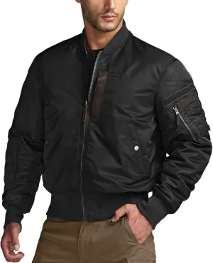 CQR Men's Casual Bomber Jacket, Outdoor Fall/Winter Zip-Up Windbreaker, Water Resistant Padded MA-1 Flight Jacket with Pocket