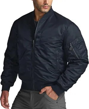 CQR Men's Casual Bomber Jacket, Outdoor Fall/Winter Zip-Up Windbreaker, Water Resistant Padded MA-1 Flight Jacket with Pocket