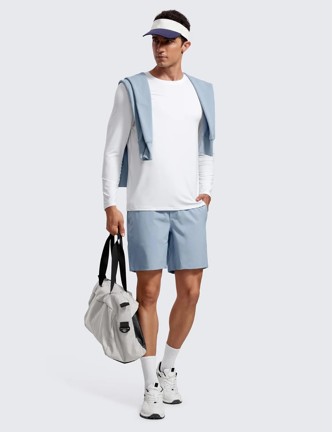 CRZ YOGA Long Sleeve Workout Shirts for Men Lightweight Athletic Gym Running Tops Breathable Casual Tee Shirts