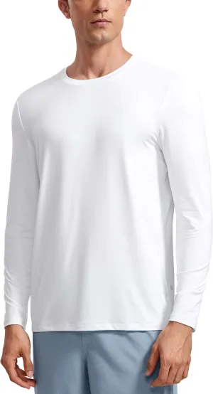 CRZ YOGA Long Sleeve Workout Shirts for Men Lightweight Athletic Gym Running Tops Breathable Casual Tee Shirts