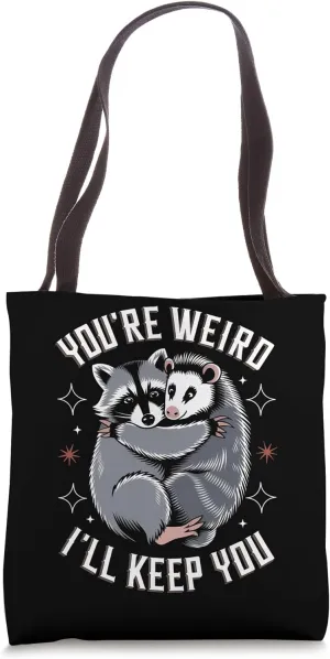 Cute Raccoon Hugs Opossum Quirky Wildlife Tote Bag