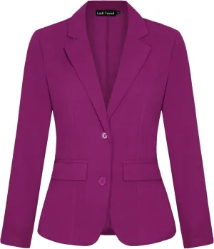 Dark Magenta Blazer for Women Fitted Long Sleeve Lapel Button Blazer Suit Jackets with Pockets Tailored Outfit(Dark Magenta XL)