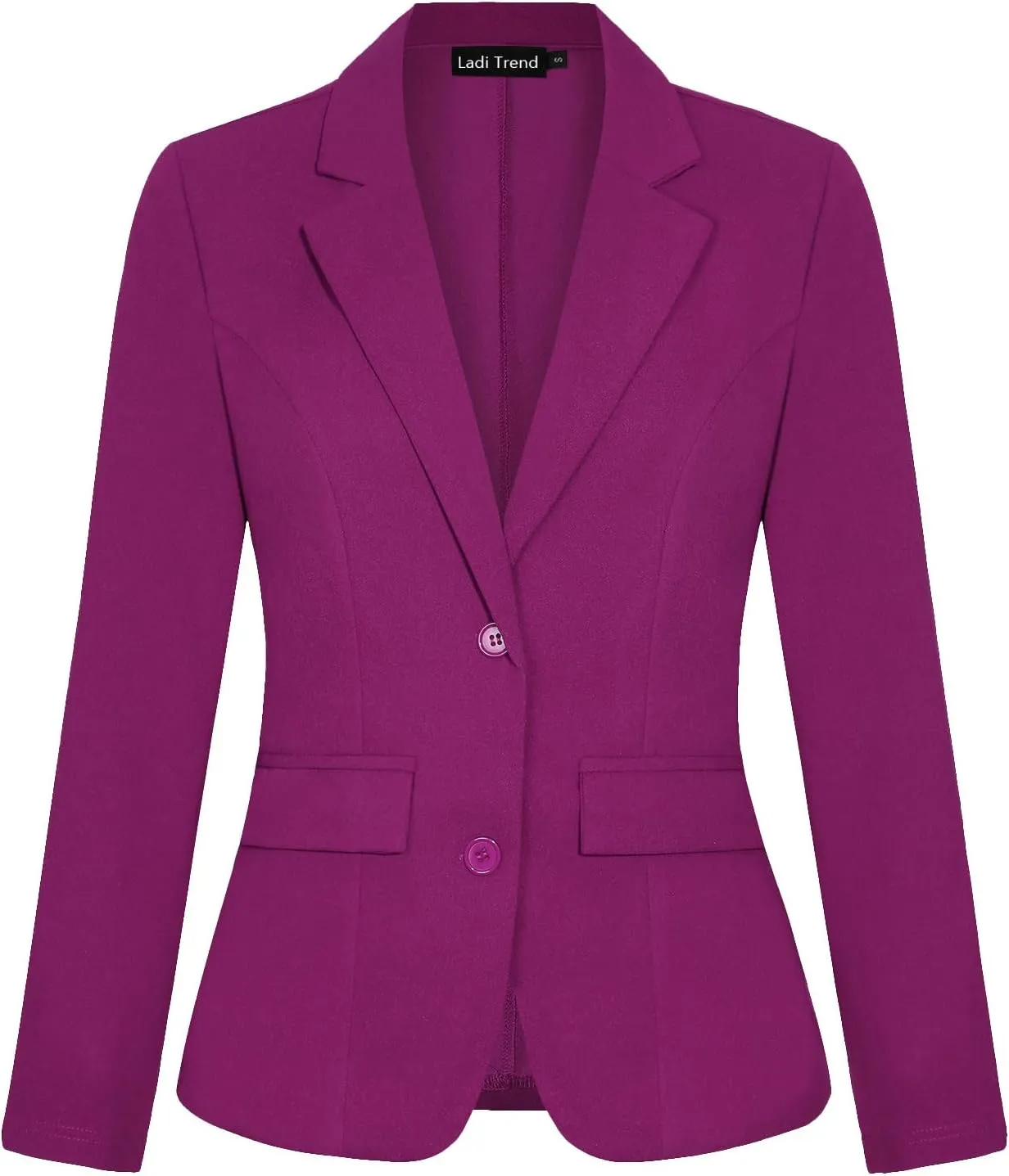 Dark Magenta Blazer for Women Fitted Long Sleeve Lapel Button Blazer Suit Jackets with Pockets Tailored Outfit(Dark Magenta XL)