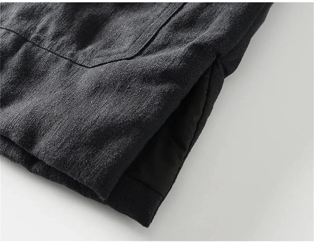 DBFBDTU Men Chinese Buckle Hooded Warm Cotton Padded Jacket Casual Loose Wadded Outwear Coat