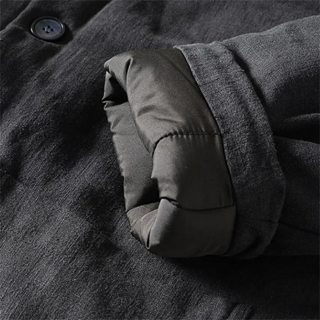 DBFBDTU Men Chinese Buckle Hooded Warm Cotton Padded Jacket Casual Loose Wadded Outwear Coat