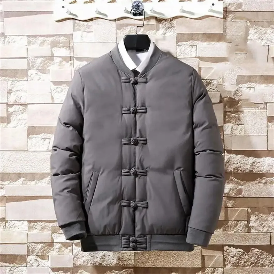 DBFBDTU Vintage Chinese Style Men's Cotton-Padded Coat Buttons Down Cotton Jacket For Men Jacket