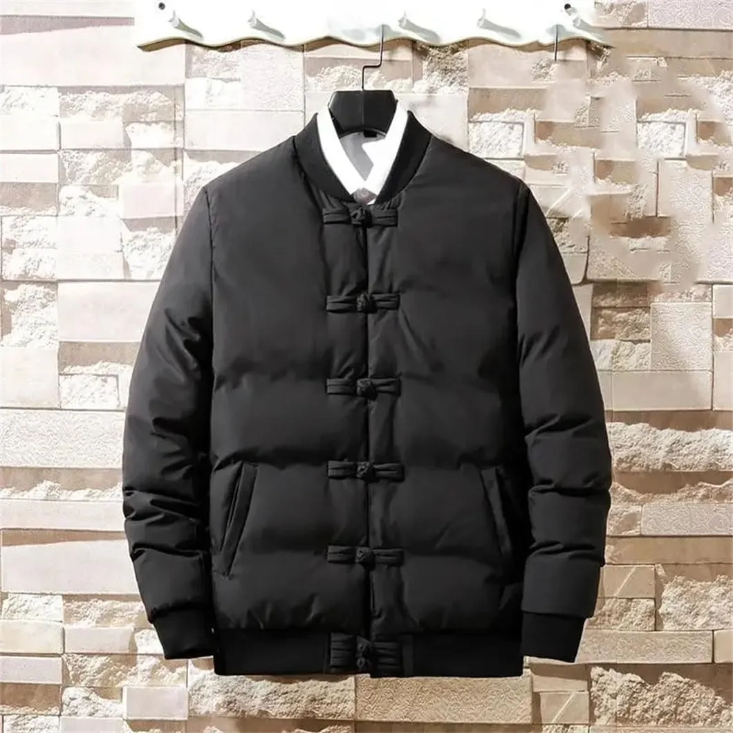 DBFBDTU Vintage Chinese Style Men's Cotton-Padded Coat Buttons Down Cotton Jacket For Men Jacket